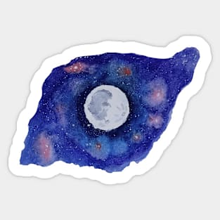 The moon. Moon in galaxy. Sticker